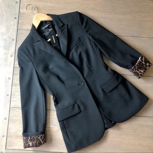 NWT Express Black Blazer with Cheetah Lining